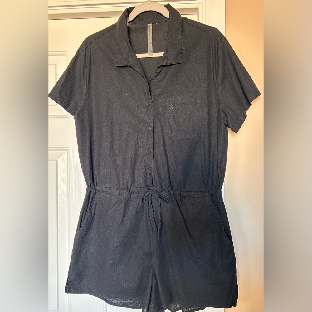 Black Button-Up Women's romper